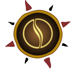 AromasWorld Logo with coffee vapor waft