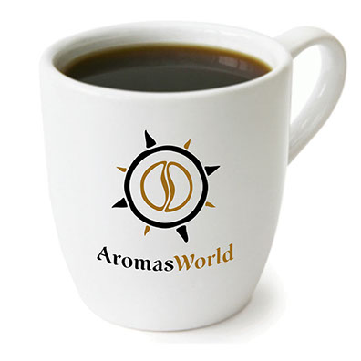 AromasWorld Logo with restaurant cup