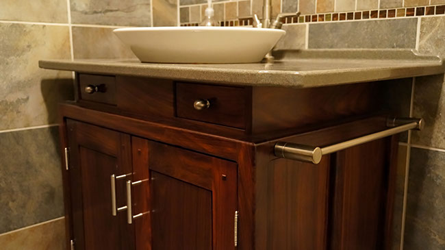 Detail of Cocobolo Lavatory Cabinet