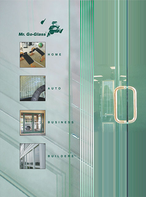 Mr. Go-Glass brochure cover showing main company services