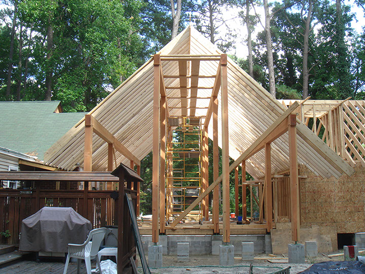 Fitting Rafters to Beams over Great Room