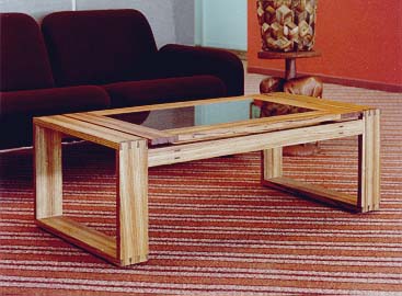 Zebra Wood Coffee Table custom made for corporate headquartes of Fine Tool Shops in Danbury Connecticut.