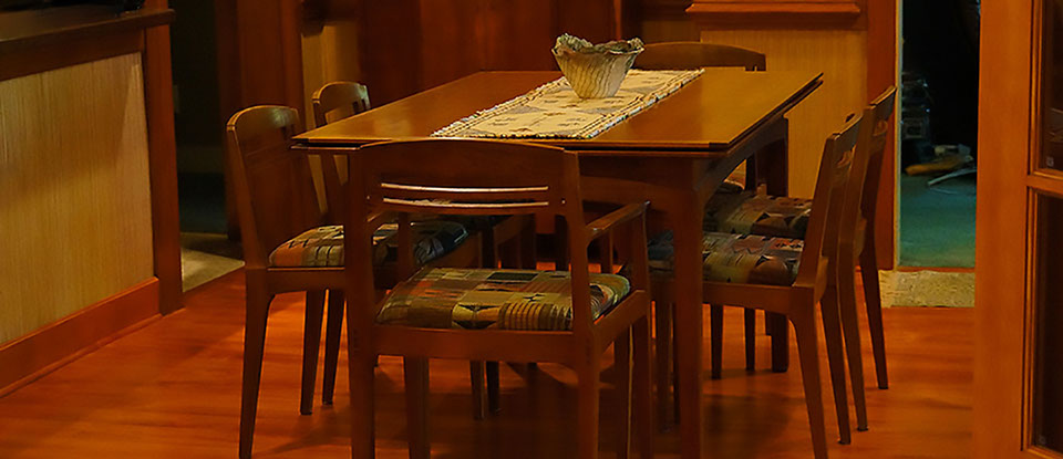 Solid Cherry furniture Dining Suite: Chairs, dutch pull extension table, and China Cabinet
