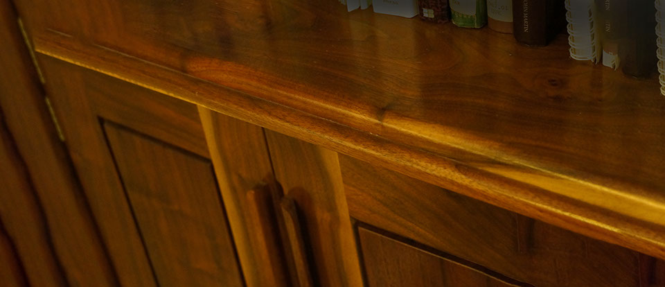 Solid Walnut book case detail