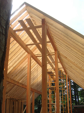 Detail of Rafters custom fit to beams
