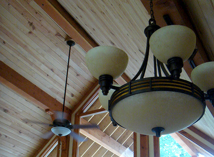 Solid Heart Pine Ceiling using wood grown right outside in the yard.