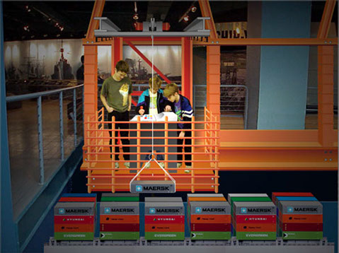 Exhibit concept showing container loading at PORTS