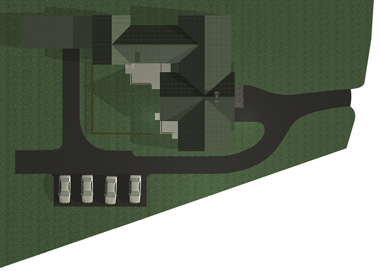 Rendered Plot plan for Hybrid Timberframe House