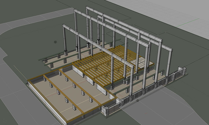 3D Model plan of Timberframe post and beam construction.