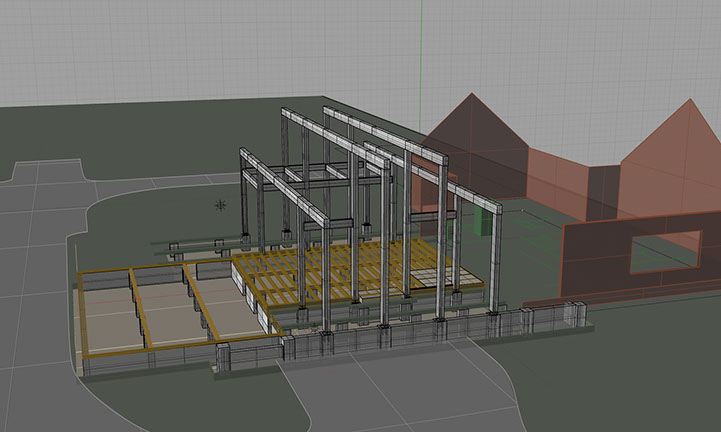 Beam layout for roof line placement