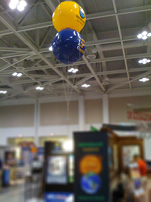 Trade Show helium balloon used to draw attention to booth.