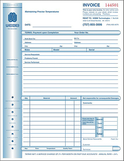 Webb Technologies Identity-Invoice Design